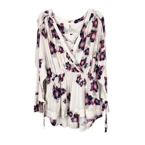 Free People | Tuscan Dreams Boho Floral Print Tunic Top Size Medium